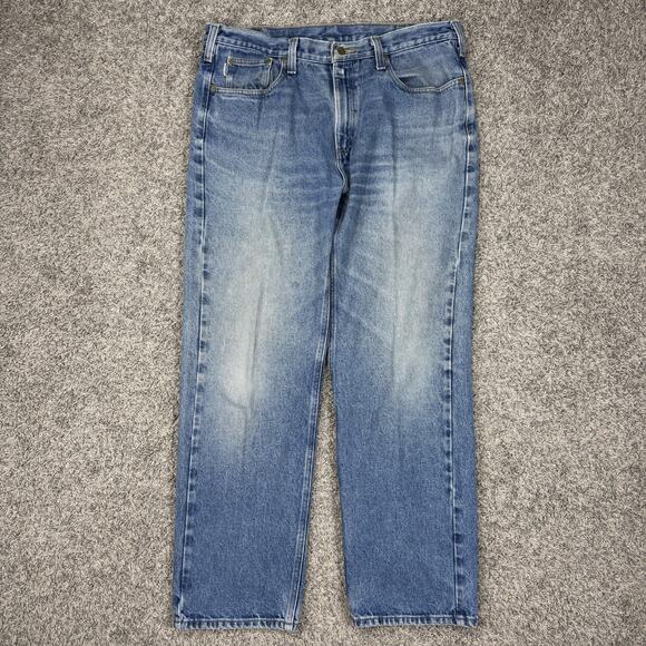 Carhartt Jeans Relaxed Fit Straight Blue Denim Pants Jeans workwear 38x32 - Picture 1 of 10